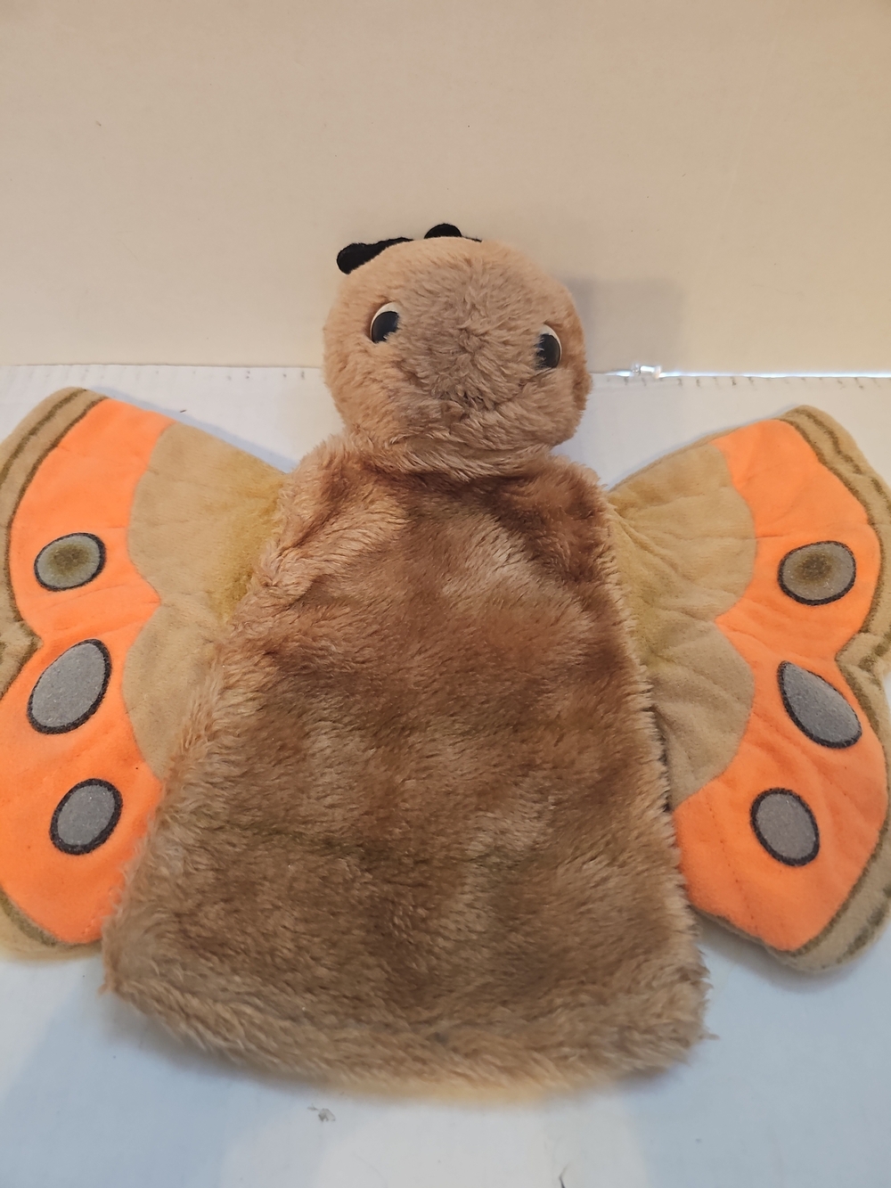 Plush Butterfly Hand Puppet - Brown and Orange